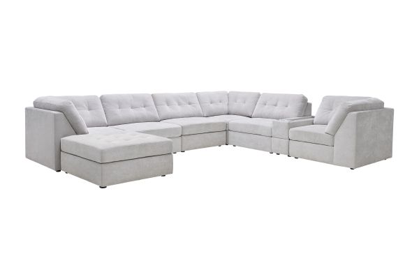 Rio Grey 8-Piece Sectional with Media Storage Console + Ottoman