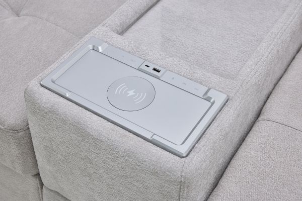 Rio Grey 6-Piece Sectional with Media Storage Console + Ottoman