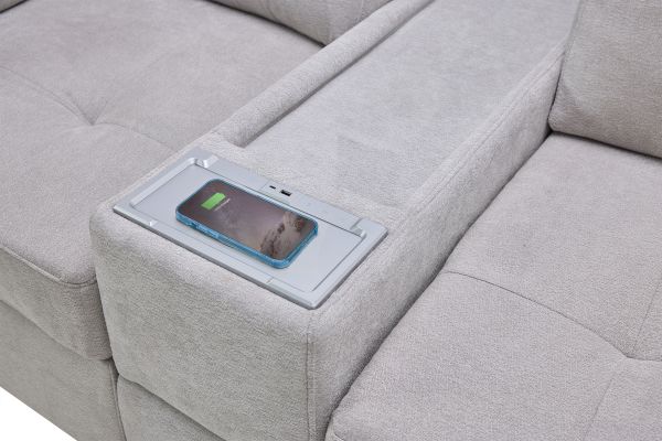Rio Grey 6-Piece Sectional with Media Storage Console + Ottoman
