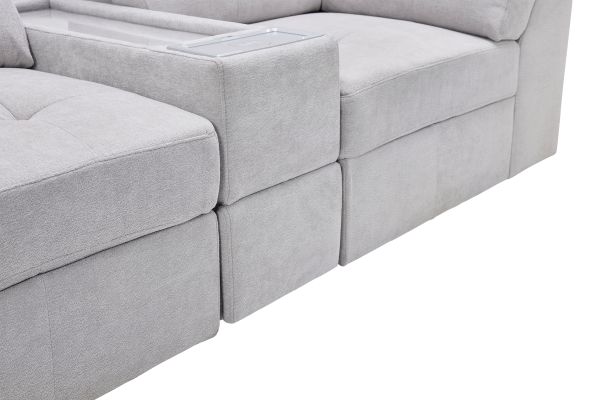 Rio Grey 6-Piece Sectional with Media Storage Console + Ottoman