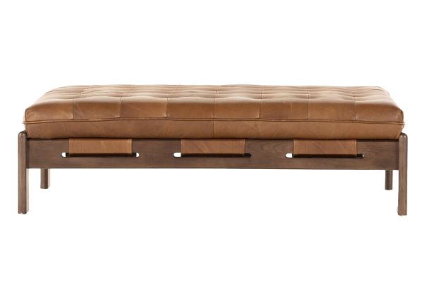 Halston Leather Cocktail Ottoman