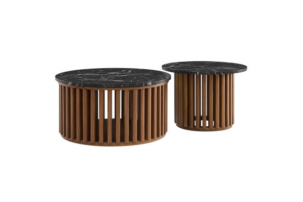 Fortitude Round Faux Marble Top Nesting Coffee Table Set by Modway