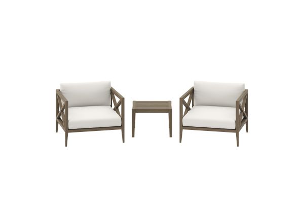 Northlake 3-Piece Outdoor Patio Teak Wood Furniture Set with Armchair and Side Table by Modway