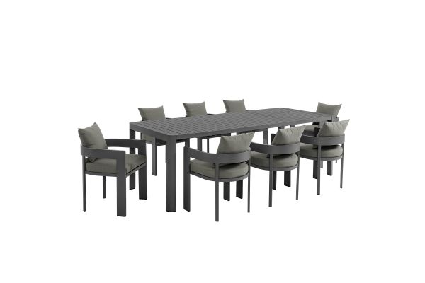 Tahoe 9-Piece Outdoor Patio Aluminum Dining Set With Extendable Table by Modway