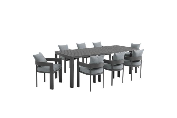 Tahoe 9-Piece Outdoor Patio Aluminum Dining Set With Extendable Table by Modway
