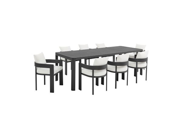 Tahoe 9-Piece Outdoor Patio Aluminum Dining Set With Extendable Table by Modway