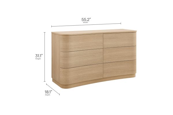 Mirae 6-Drawer Curved Dresser by Modway