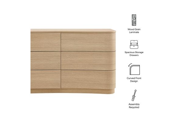 Mirae 6-Drawer Curved Dresser by Modway