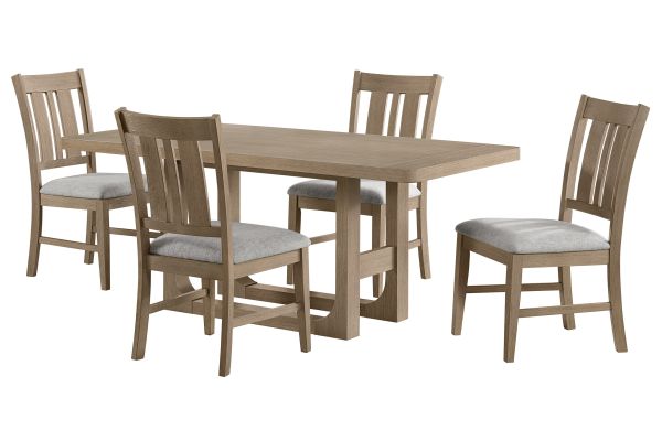 Hadley Natural Dining Table + 4 Dining Chairs
