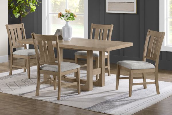 Hadley Natural Dining Table + 6 Dining Side Chairs