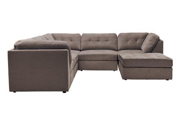 Rio Chocolate 6-Piece Sectional with Ottoman