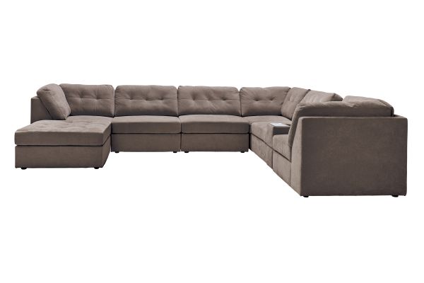 Rio Chocolate 8-Piece Sectional with Media Storage Console + Ottoman
