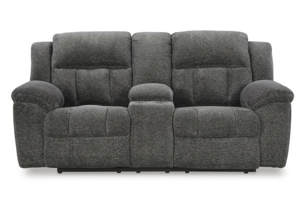 Frohn Graphite Reclining Loveseat With Console