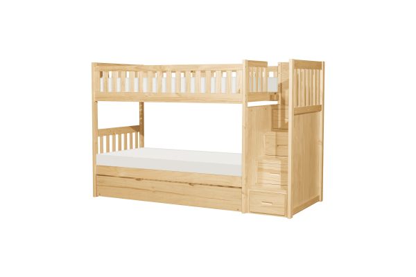 Bartly Natural Pine Twin/Twin Step Bunk Bed with Trundle