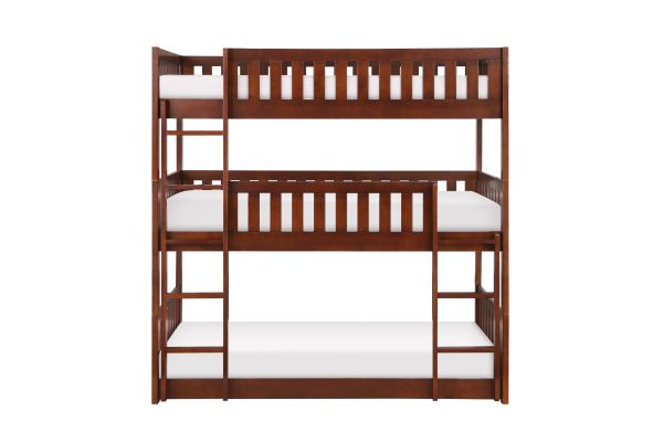 Rowe Dark Cherry Triple Bunk Bed - Twin