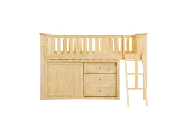 Bartly Natural Pine Low Loft Bunk with Dresser