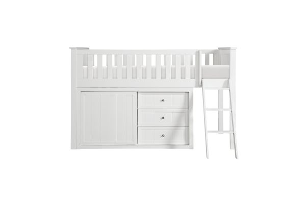 Galen White Low Loft Bunk with Dresser