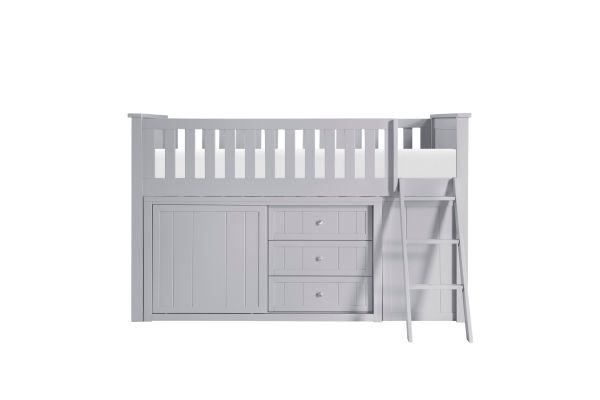 Orion Gray Low Loft Bunk with Bookcase and 2 Dressers