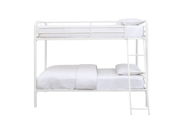 Lunar II Twin/Twin Metal Bunk Bed with Guard Rail - White Finish
