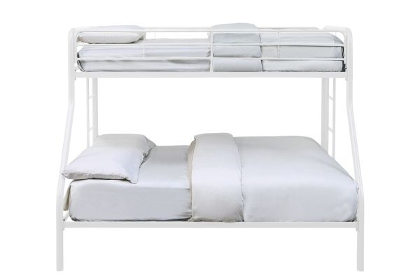 Lunar II Twin/Full Metal Bunk Bed with Guard Rail - White Finish