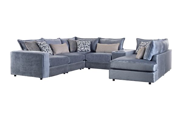 DreamTwo Steel 7-Piece Console Sectional with Right Arm Facing Bump Chaise