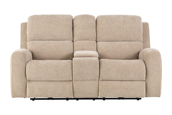 Davis Beige Dual Power Reclining Console Loveseat