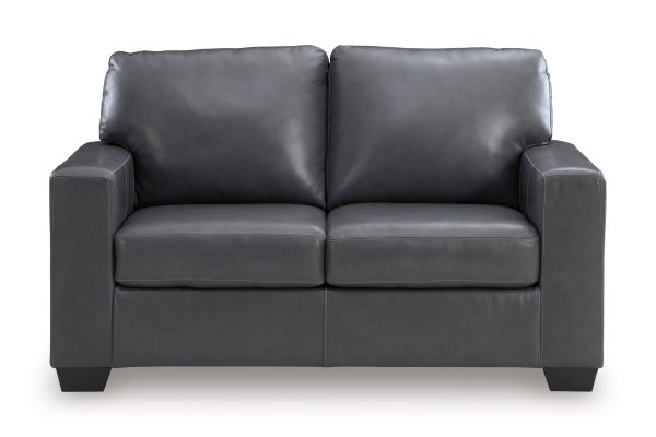 Baker Blue Leather Loveseat