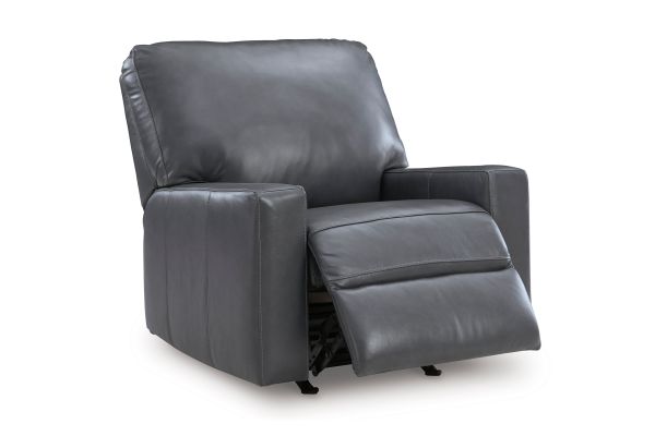 Baker Blue Leather Recliner at Gardner White