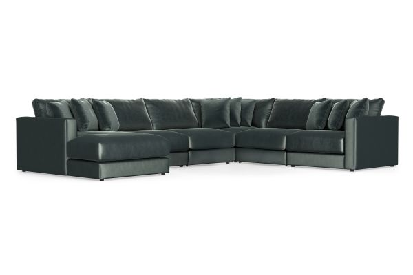 Brynn Pine 6-Piece Sectional with Left Arm Facing Chaise 