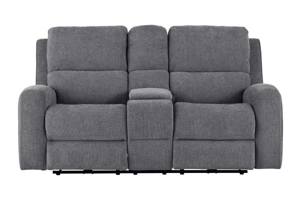 Davis Grey Dual Power Reclining Console Loveseat