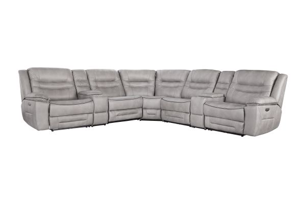 Rockford Grey Dual Power Reclining 7-Piece Console Sectional