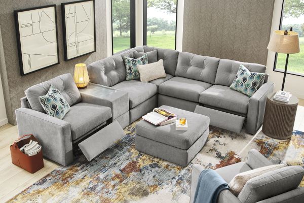 ModularOne Granite 6-Piece Power Reclining Console Sectional 