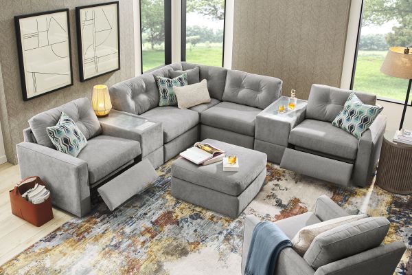 ModularOne Granite 7-Piece Power Reclining Sectional with Two E-Consoles
