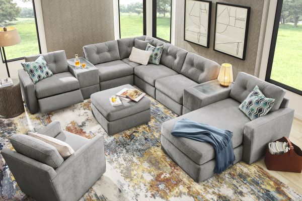 ModularOne Granite 8-Piece Power Reclining Sectional with Right Arm Facing Chaise
