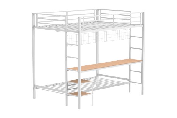 Campus Full / Twin Workstation Bunk Bed - White