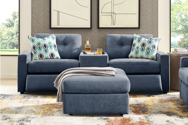 ModularOne Navy Power Reclining Loveseat with E-Console