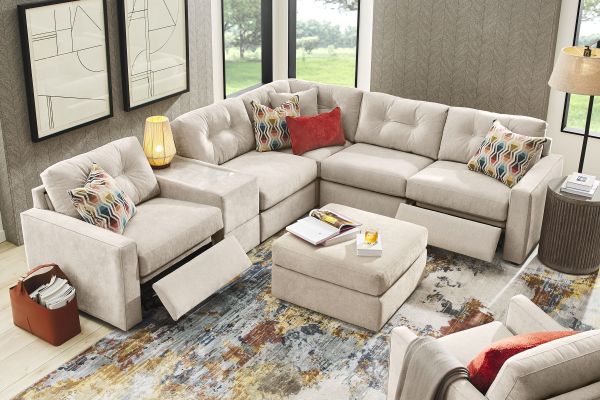 ModularOne Stone 6-Piece Power Reclining Console Sectional 