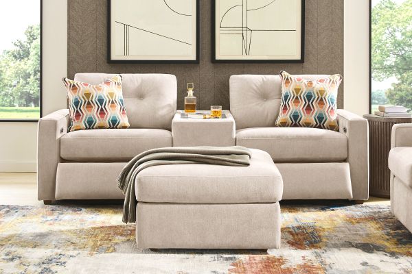 ModularOne Stone Power Reclining Console Loveseat