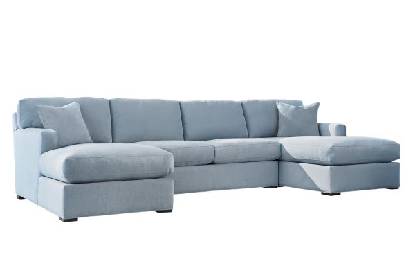 Harmonie Blue 3-Piece Sectional with Dual Chaises