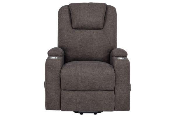 Louie Chenille Upholstered Power Lift Massage Chair - Brown