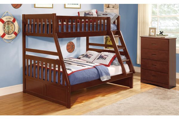 Rowe Dark Cherry Twin/Full Bunk Bed and Chest
