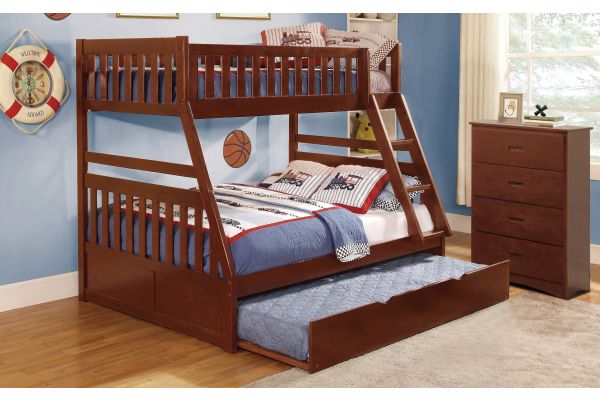 Rowe Dark Cherry Twin/Full Bunk Bed with Trundle and Chest