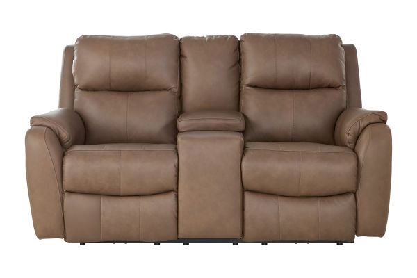 Cass Leather Dual Power Reclining Console Loveseat