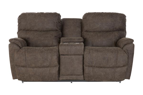 Trouper Dual Power Reclining Console Loveseat 