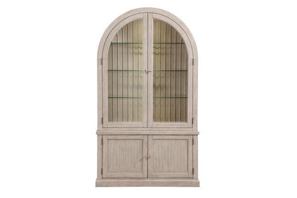 Lofton Light Gray Lighted Curio Display Cabinet