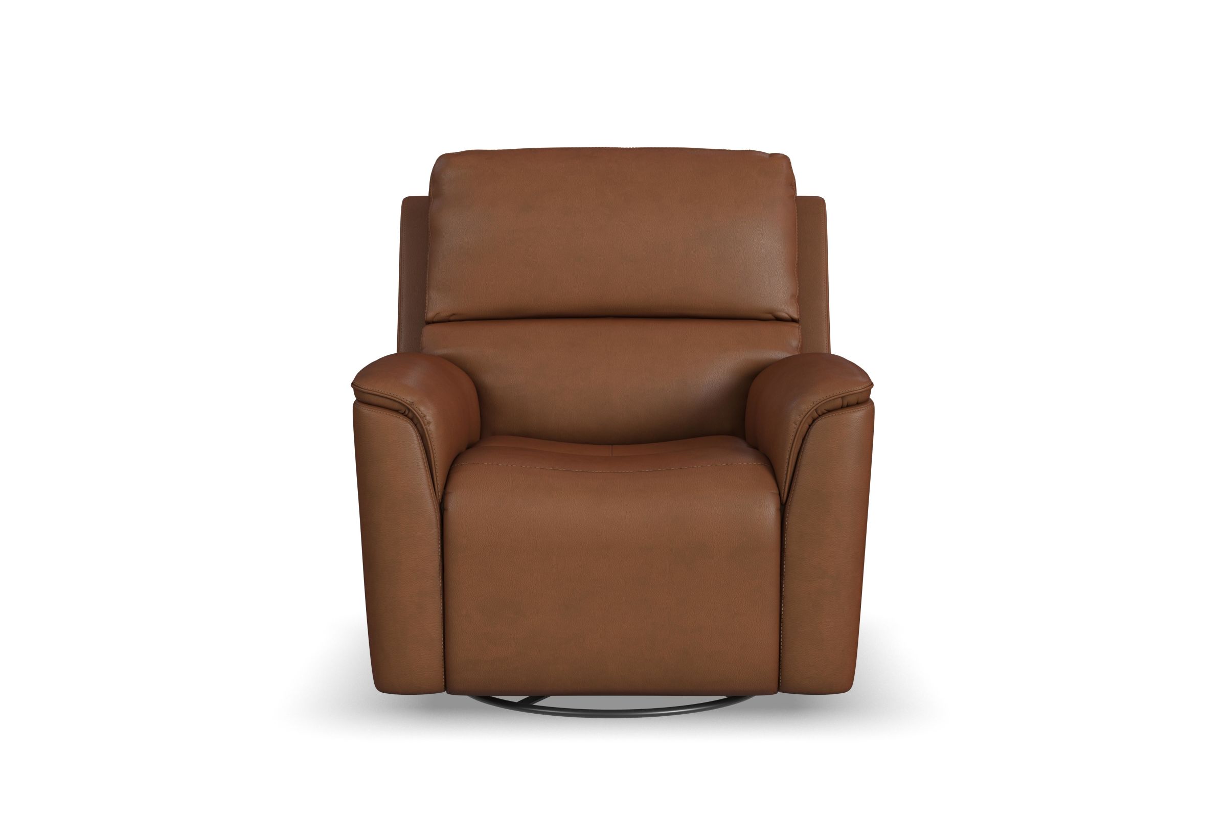 Oliver Caramel Triple Power Reclining Leather Swivel Recliner