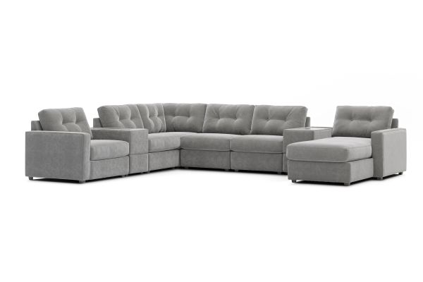 ModularOne Granite 8-Piece Power Reclining Sectional with Right Arm Facing Chaise