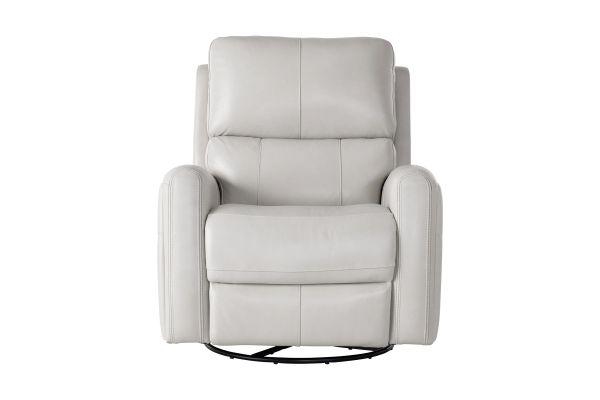 Linton Cream Leather Triple Power Swivel Glider Recliner with Heat & Massage
