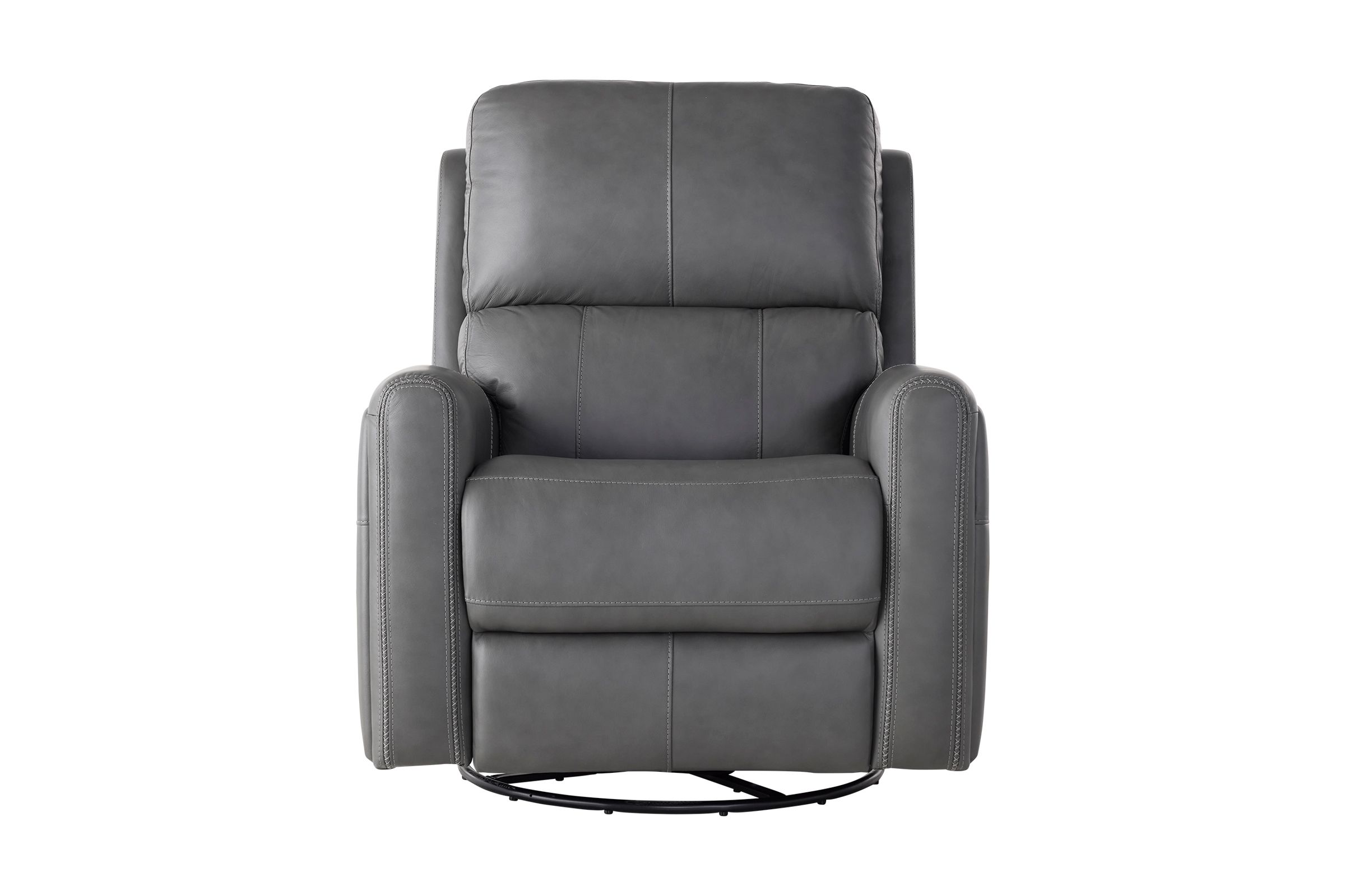 Linton Grey Leather Triple Power Swivel Glider Recliner with Heat