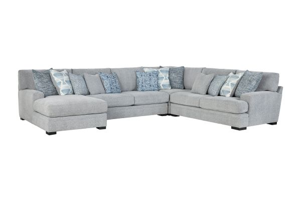 Bulova Silver 4-Piece Sectional with Left-Arm Facing Chaise 